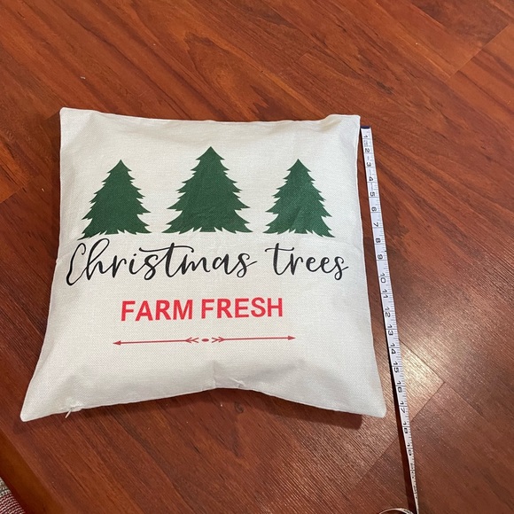 Canvas Christmas Pillow Farmfresh Trees zipper bottom case and insert 17x17 inch - Picture 3 of 7
